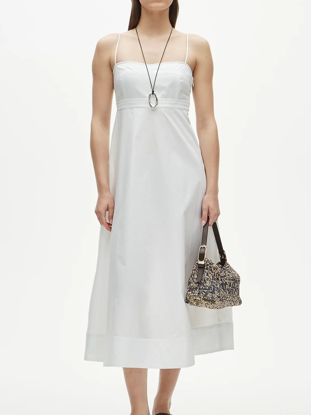 J. Crew White Spaghetti-Strap Midi Dress